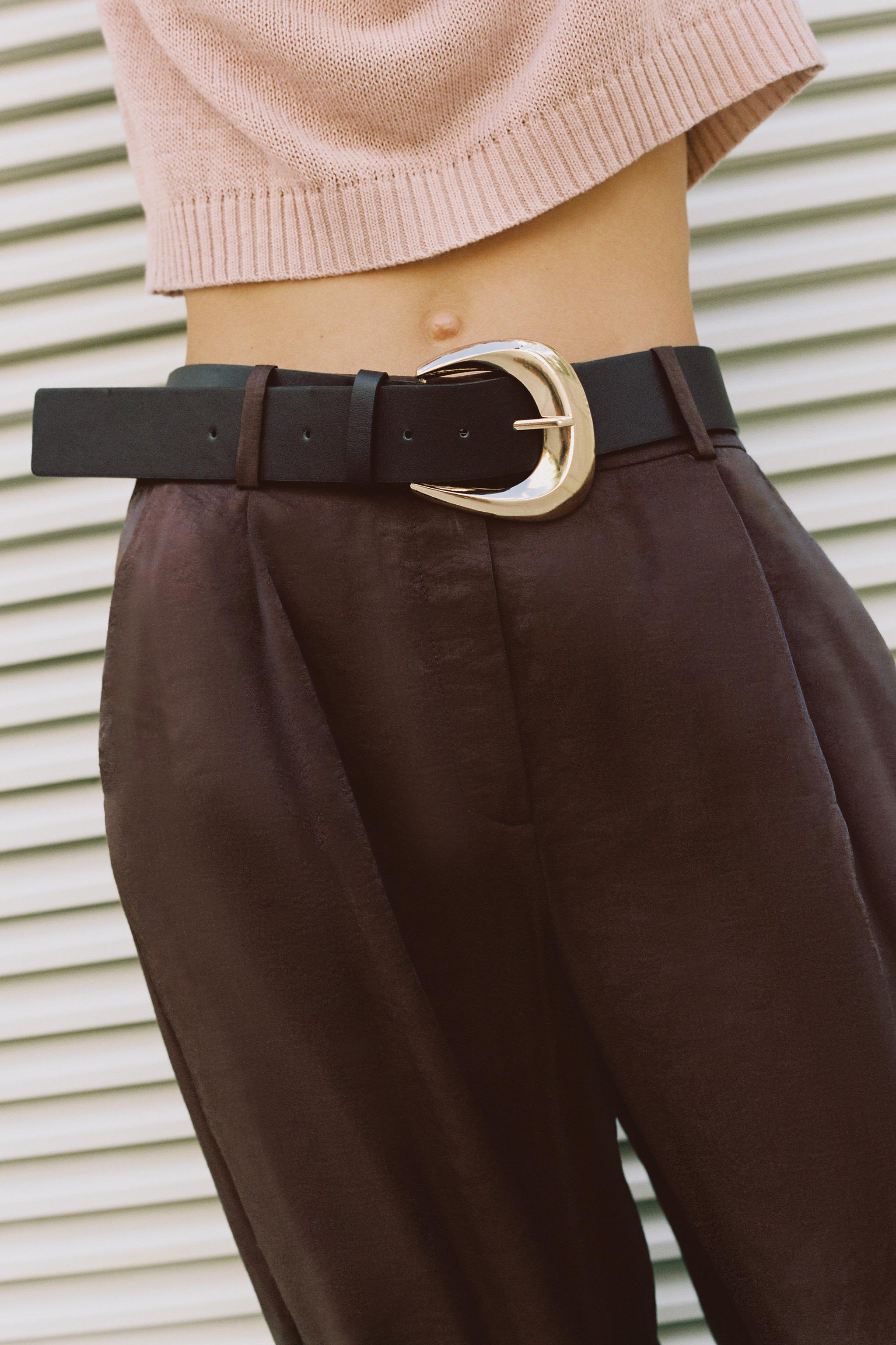 PANTALON LARGE SATINÉ AVEC CEINTURE